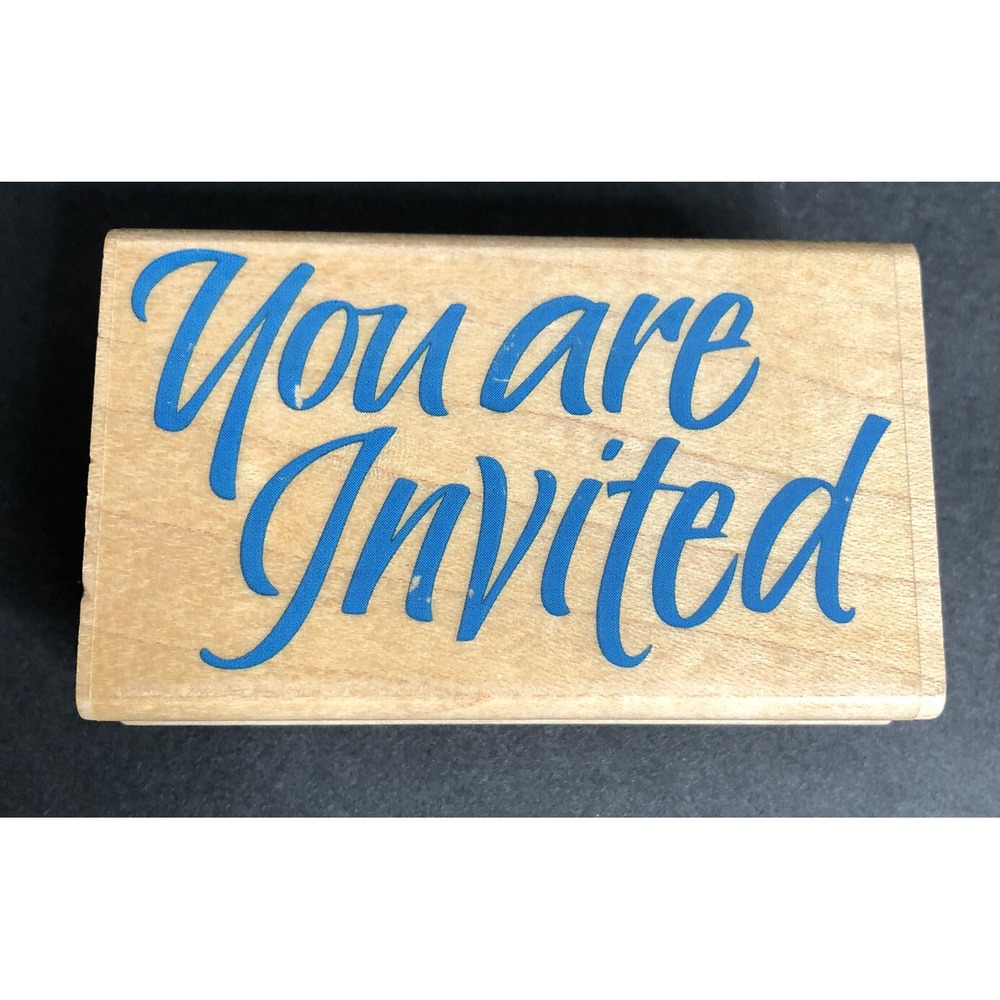 Rubber Stampede Rubber Stamp You are Invited A2435E Text Wood Mounted